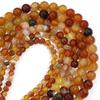 1 Strand Natural Agate Stone Beads 6 8 10mm Amber Color Round Loose Beads For DIY Jewelry Making Bracelets Necklace Accessories