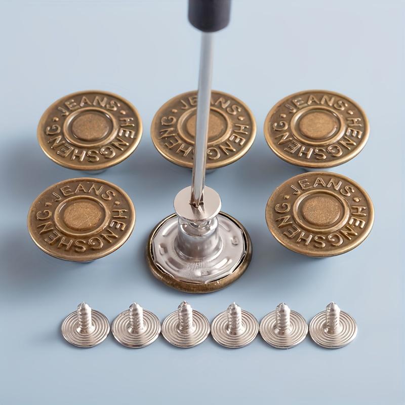 

10pcs Jeans Buttons Set Adjustable No-Sew Metal Buttons Additions, Suitable for Repairing