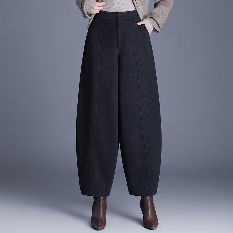 Winter Casual Warm Slimming Pumpkin Harem Pants – Korean Style Wide Leg 2XL серый