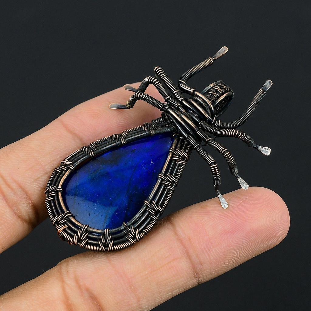 Blue Flash Labradorite Handmade Pendant, Natural Gemstone Jewelry, 999 Copper Wire Wrapped Pendant Jewelry, For Gift