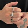 Salircon 3Pcs/set Fashion Silver Color Star Open Rings Women Men Punk Metal Geometric Adjustable Finger Ring Couple Jewelry Gift