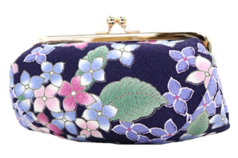

Komon Kobo Cosmetic Pouch with Hydrangea Makeup Futako Japanese Edo Komon 0105 Clasp, (Navy), Pouch, Chirimen, Kyoto, KOMONO, Pattern,
