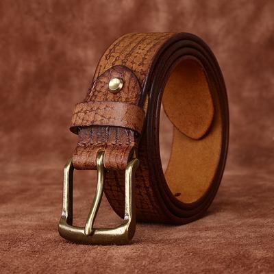 New Retro Vintage Trend, Personalized Niche Belt, Genuine Leather Needle Buckle, Top Layer Cowhide Casual Jeans Belt