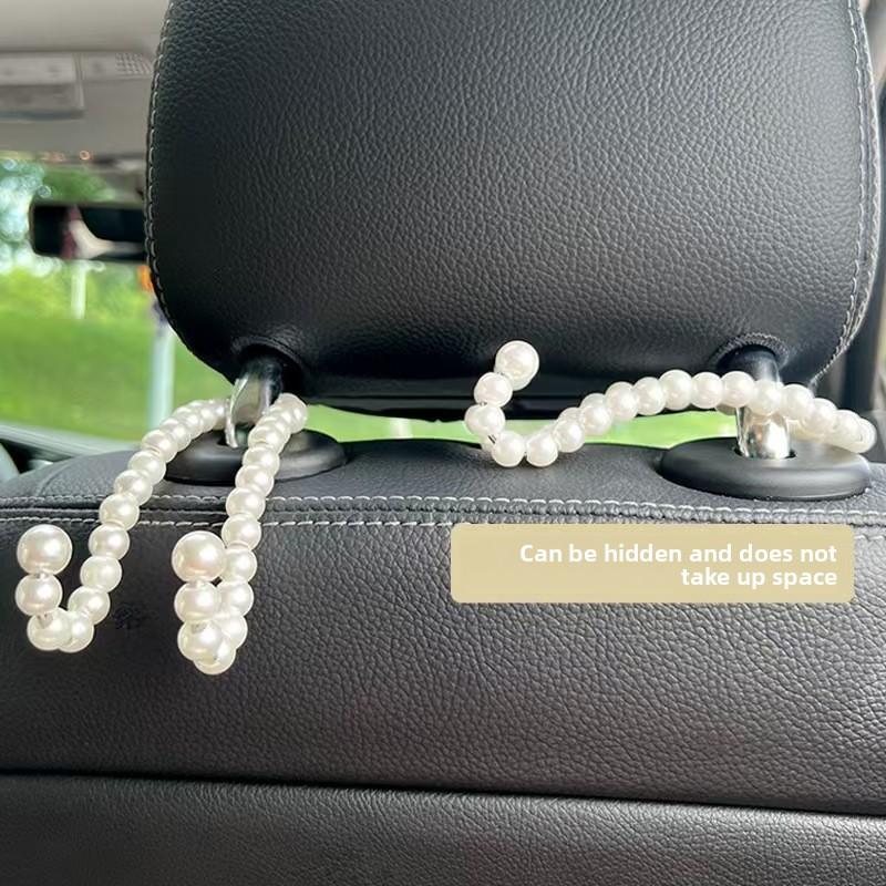 Creative Pearl Car Seat Hook Stylish Backrest Organizer Multifunctional Car Mounted Hook Women Car Decor Accessories