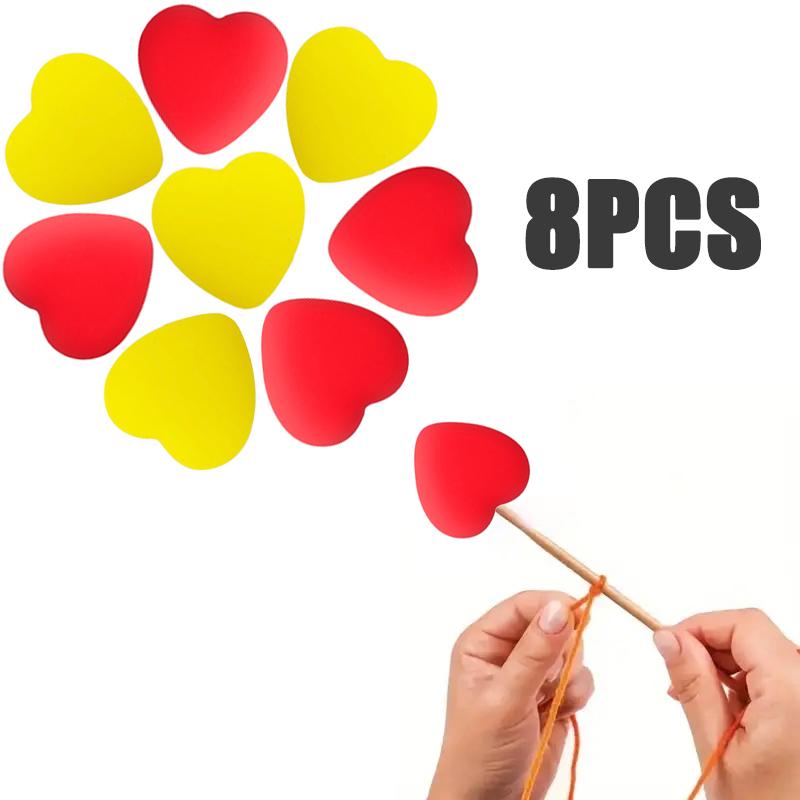 8/10/12PCS Multicolor Heart Stitch Needle Tips Stoppers Silicone Knitting Needle End Caps Cute Knitting Needle Point Protectors