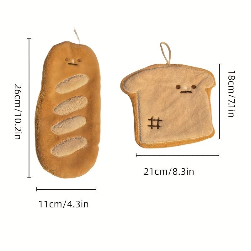 

2 шт. Очень милые салфетки для рук в виде тостов, формы тоста и багета, материал коралловый вельвет, высокая впитываемость, подвесные для кухни и раковины 2pcs (Toast + Baguette)
