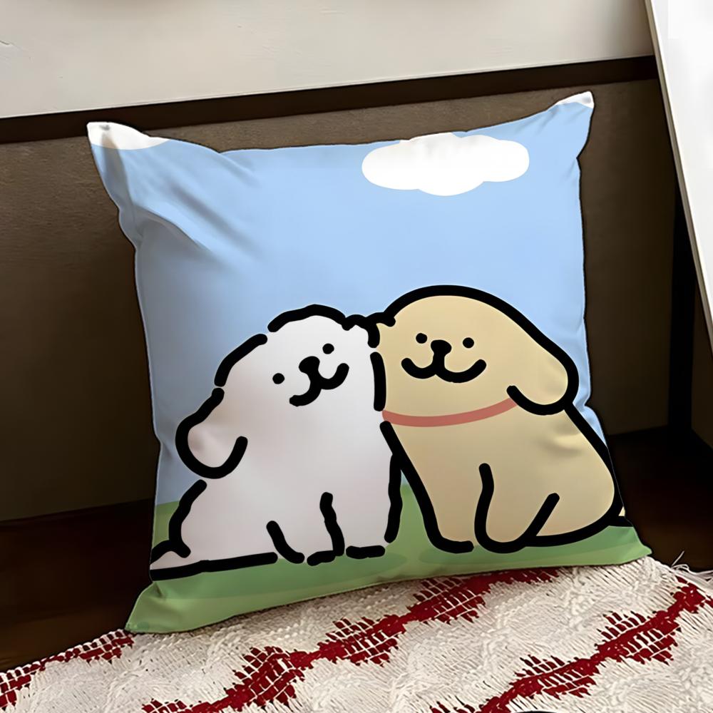 Cute LLine PPuppy Cushion Cover Reversible Soft Durable Pillow Cover Home Car MultiScene Use for Daily Comfort