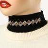 Fake Collar Half High Collar Rhombus Rhinestones Decor False Collar Breathable Elastic Collar Attachment