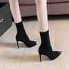 Fashion Sexy Sock Boots Knitting Stretch Boots High Heels for Women Fashion Shoes 2024 Spring Autumn Ankle Boots Female Size 34-39