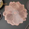 PVC Placemats for Dining Pressed Vinyl Metallic Flower Table Mats 15 Inch Round Tablemats Vinyl Place Mats for Kitchen Table Holiday Wedding