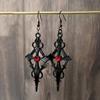 New Creative Dark Retro Style Black Cross Pendant Earrings Exaggerated Earrings
