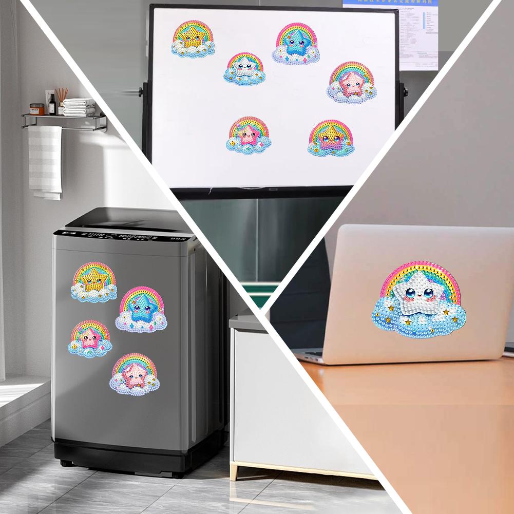 6 Stück Diamantmalerei Kühlschrankmagnete Diamantkunst-Sets Diamantmalerei Magnete DIY Kunsthandwerk für Erwachsene Kinder Anfänger