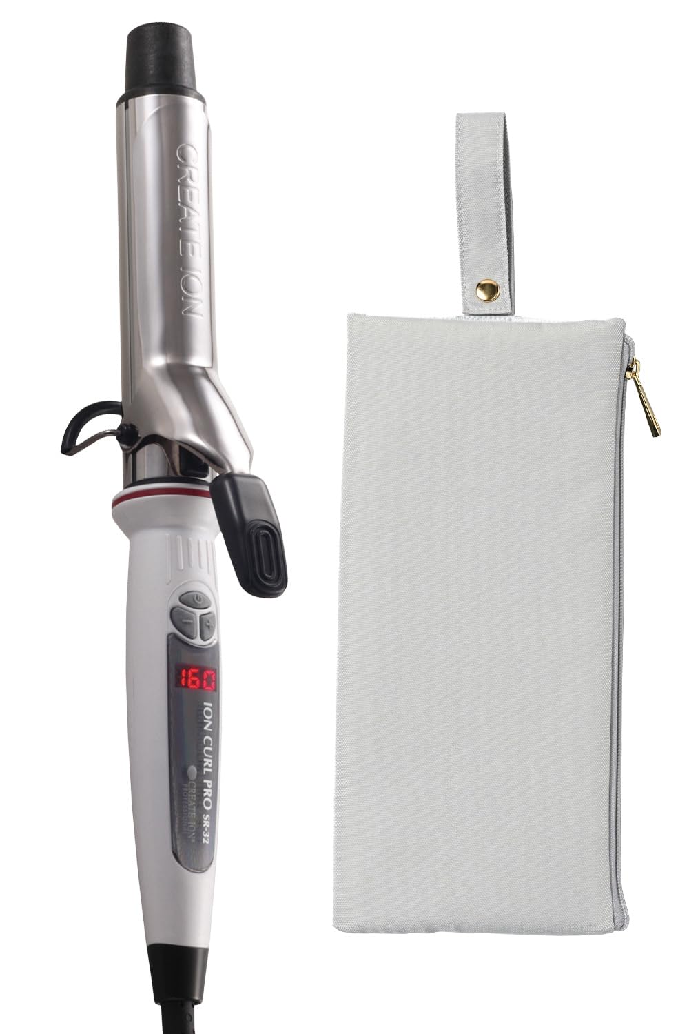 

[Авторизованный розничный продавец] CREATE ION Pro Щипцы для завивки SR-32 C73310 + Термостойкий чехол для утюжка для волос (Светло-серый) набор. Также включает 32-мм щипцы для завивки.