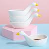 WAIT FLY 4pcs White Porcelain Sauce Dipping Bowl, 4-Inch Appetizer Plate Seasoning Dish, Stackable, Cute Duck Shape
