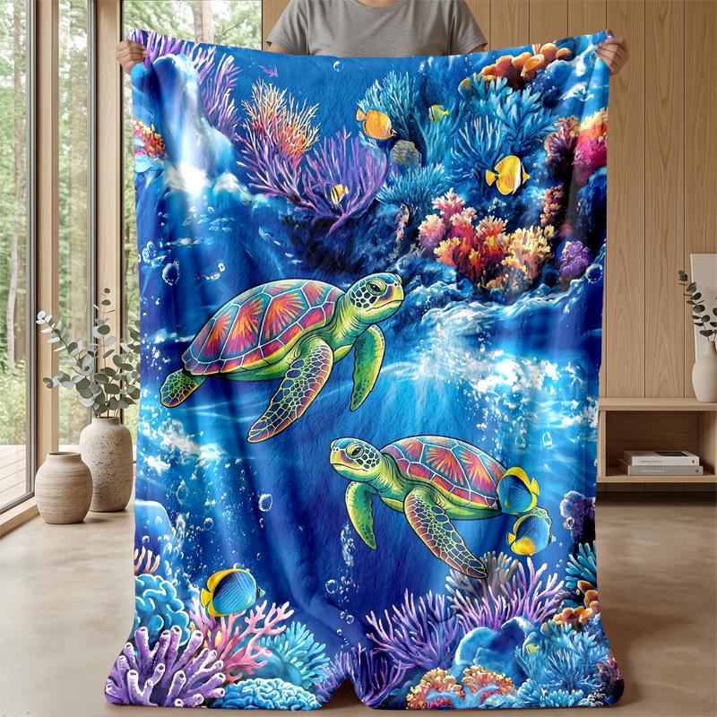 Ocean Heart Connection Theme blanket Lightweight Warm Flannel Blanket Decorative Throw Blanket for Home Decoration