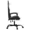 Gaming Chair with Footrest Swivel Black & White Faux Leather