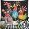 Three Exaggerated Cartoon Chickens Tapestry Wall Hanging Funny Farm Animal Art Decor for Bedroom Kitchen Living Room Gift