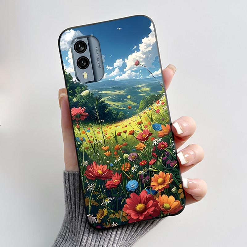 Casing For Nokia X30 5G Anti-scratch Bumper Soft Shell For Nokia XR21 Beautiful Brightly Colored Sunflower Pattern Black Case