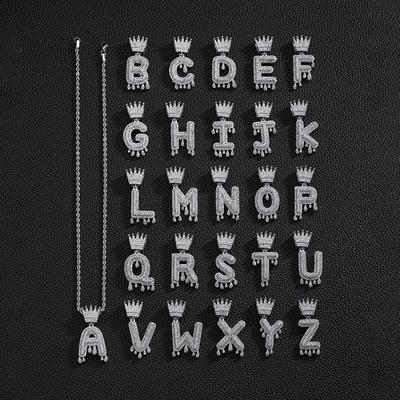 Hip Hop Crown Letter Pendant Copper Inlaid Zircon Necklace Personalized Niche Design Men'S And Women'S Pendant Necklace
