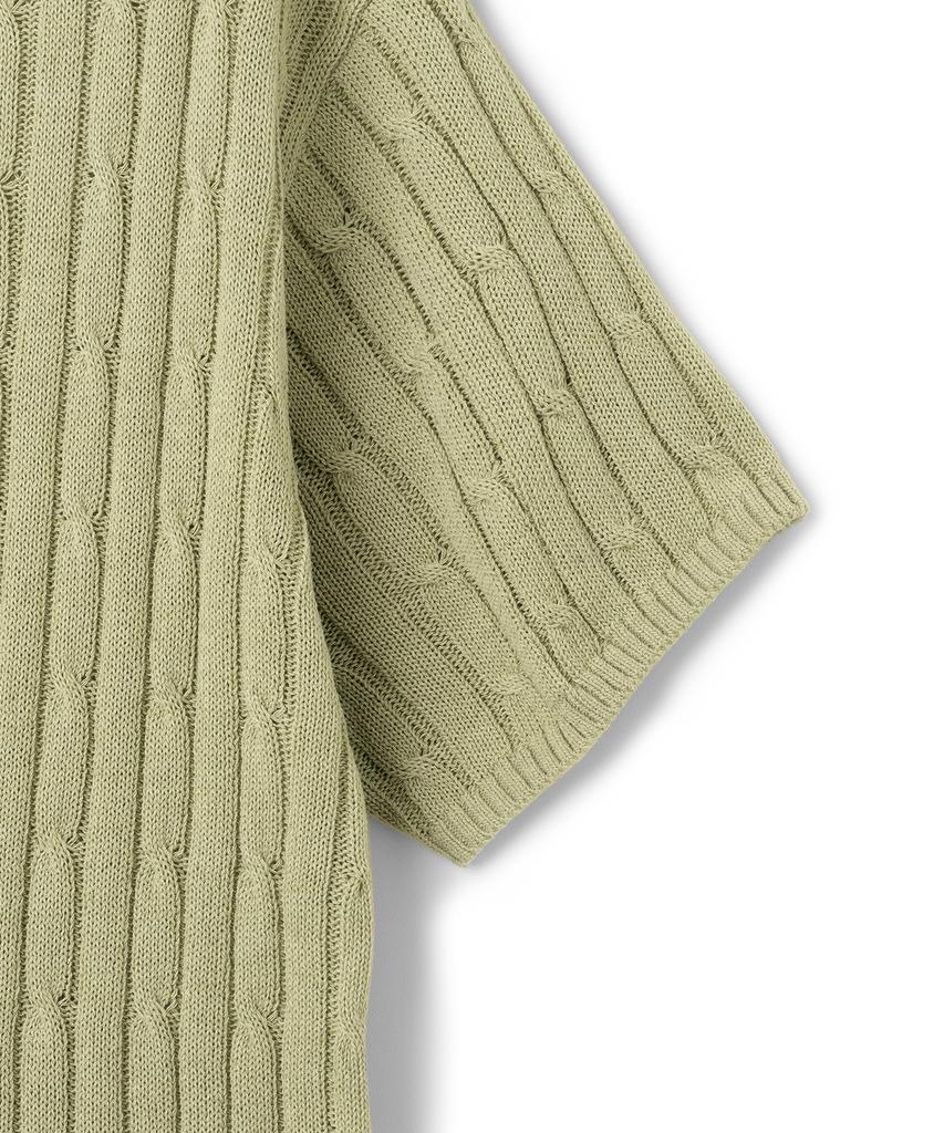 KNITTED Linen Cable Collar Half Knit Sage Green
