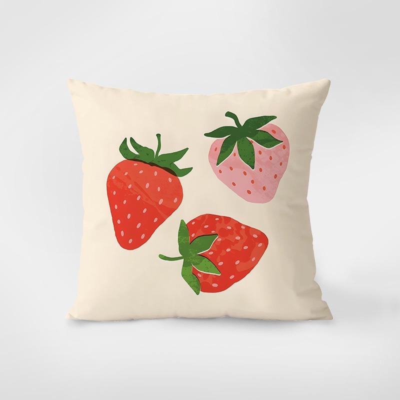 Strawberry Pattern Decorative Pillowcase Bedroom Living Room Square Cushion Pillowcase