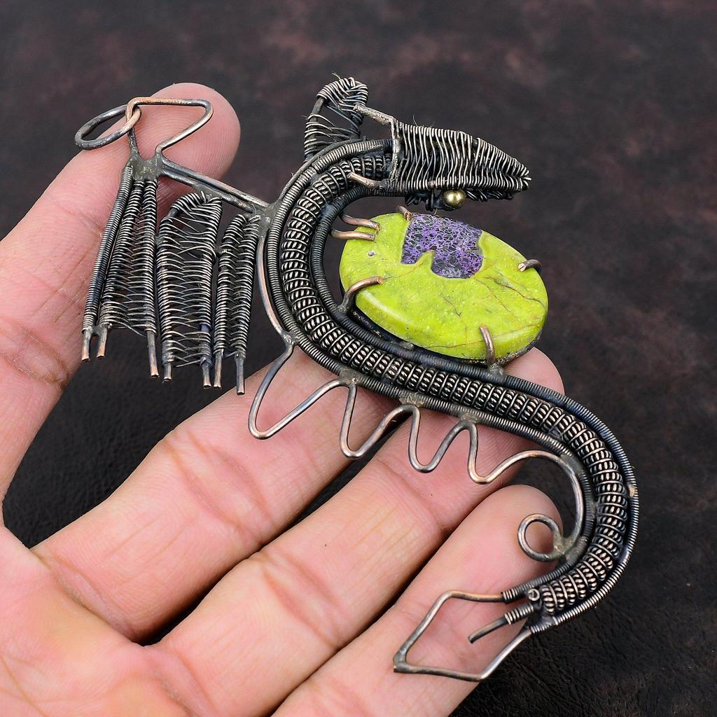 Stichtite Pendant Copper Wire Wrapped Pendant Dragon Pendant Stichtite Copper Jewelry Handmade Gemstone Pendant Antique Jewelry Gift For Mom