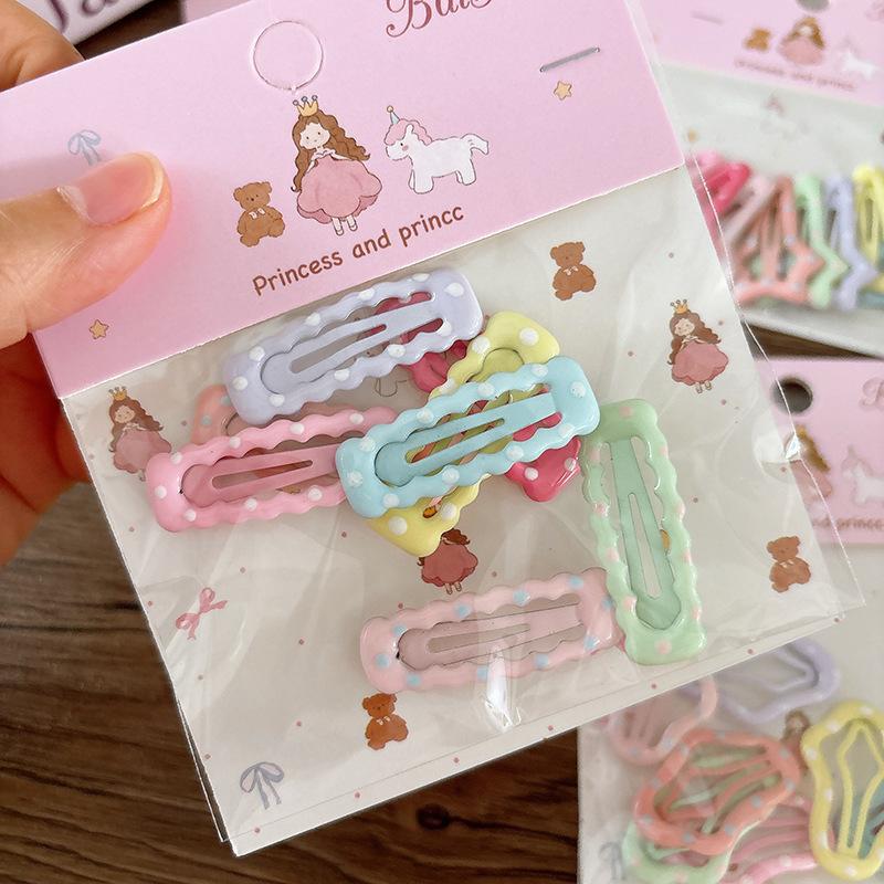 8 Pcs Sweet Candy-colored Oil-dropping Children's Versatile Star Hair Clips Bangs Hair Clips Cute Girl Bb Clips Bagged