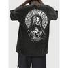 European Sizes Men's Washed T-shirt -  Street Style Printing, Loose Short Sleeves, Daily Wear for Outdoor Activities, Summer Clothing