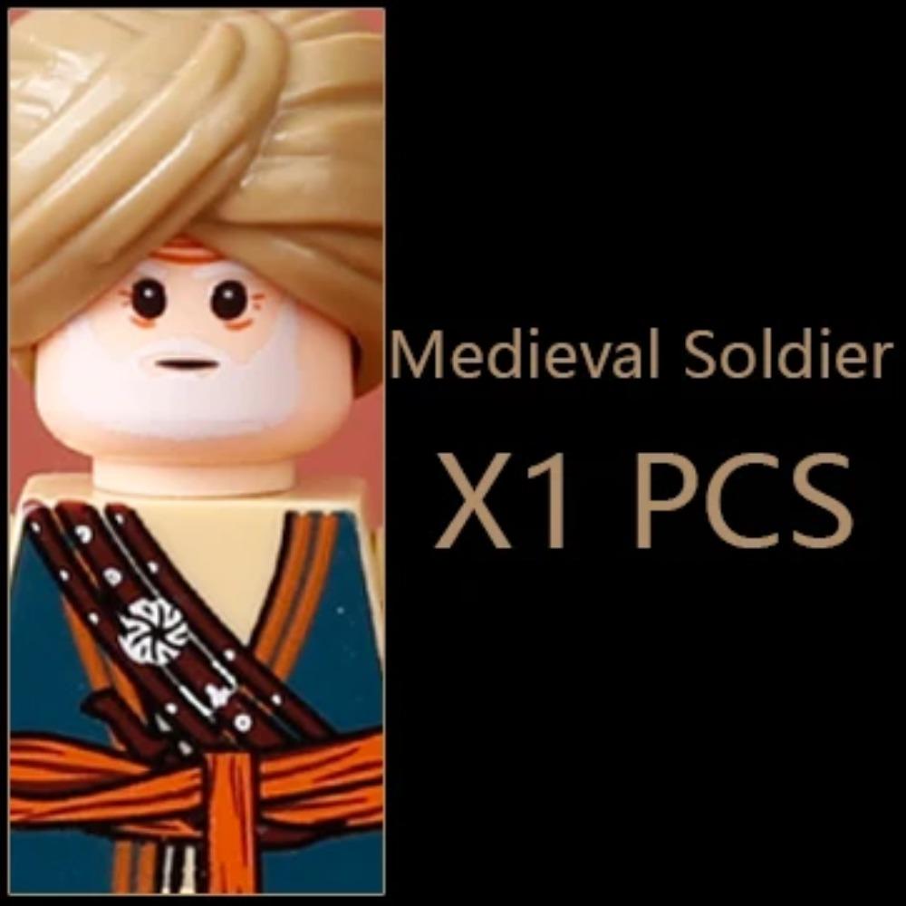 MOC Medieval Villager Figures Witch Blacksmith Farmer Building Blocks Peasant Old Lady Hoe Hammer Soldier Bricks Toys Kids Gift