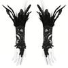 Witch Halloween Feather Cuffs Embroidery Halloween Wristband Women Feather Lace Gloves  Carnival