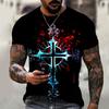 Men's Printed Color Cross 3D Short Sleeved T-shirt Summer Casual Sportswear Shirt