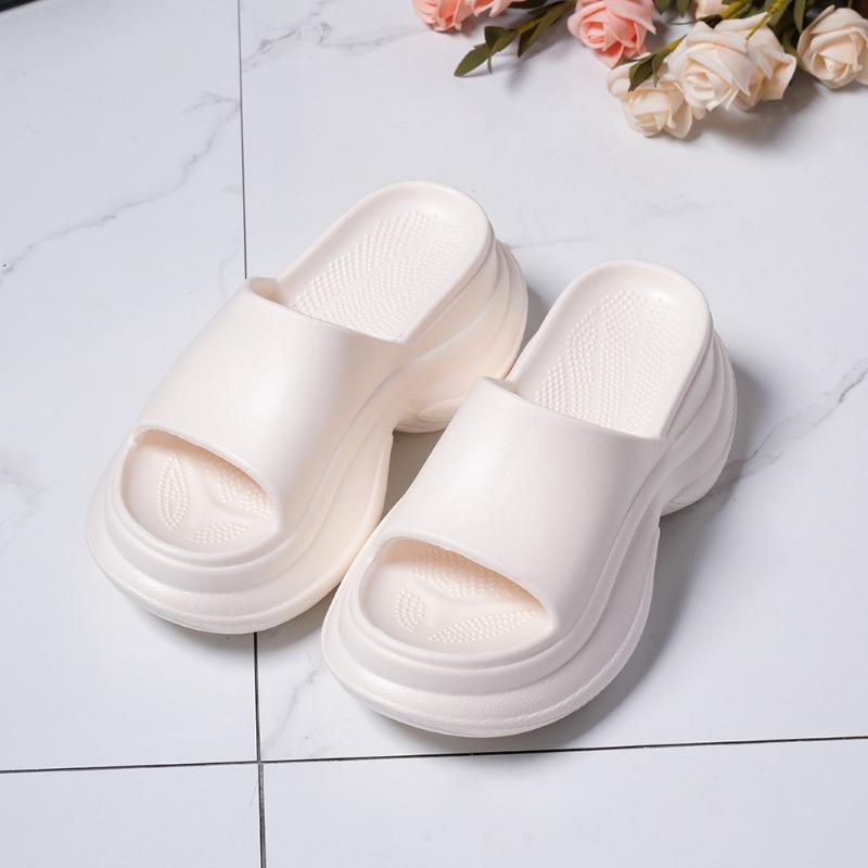 New summer thick-soled slippers women s indoor and outdoor non-slip comfortable EVA heightened thick-soled one-word cool slippers 35-36 белый