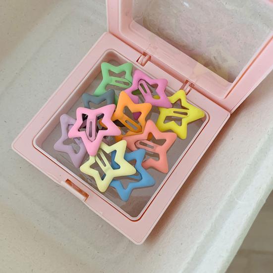 10Pcs Girl Hairpins Macaron Color Star Bone Heart Shape No Sharp Edges Secure Hold Hair Pins with Storage Box