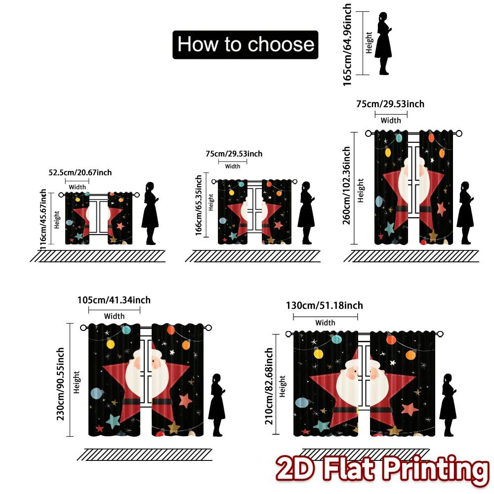 2pcs,Curtains Cartoon Santa Claus Popular Light Filtering Curtains 100% Polyester Curtains Decorations For Home Perfect for