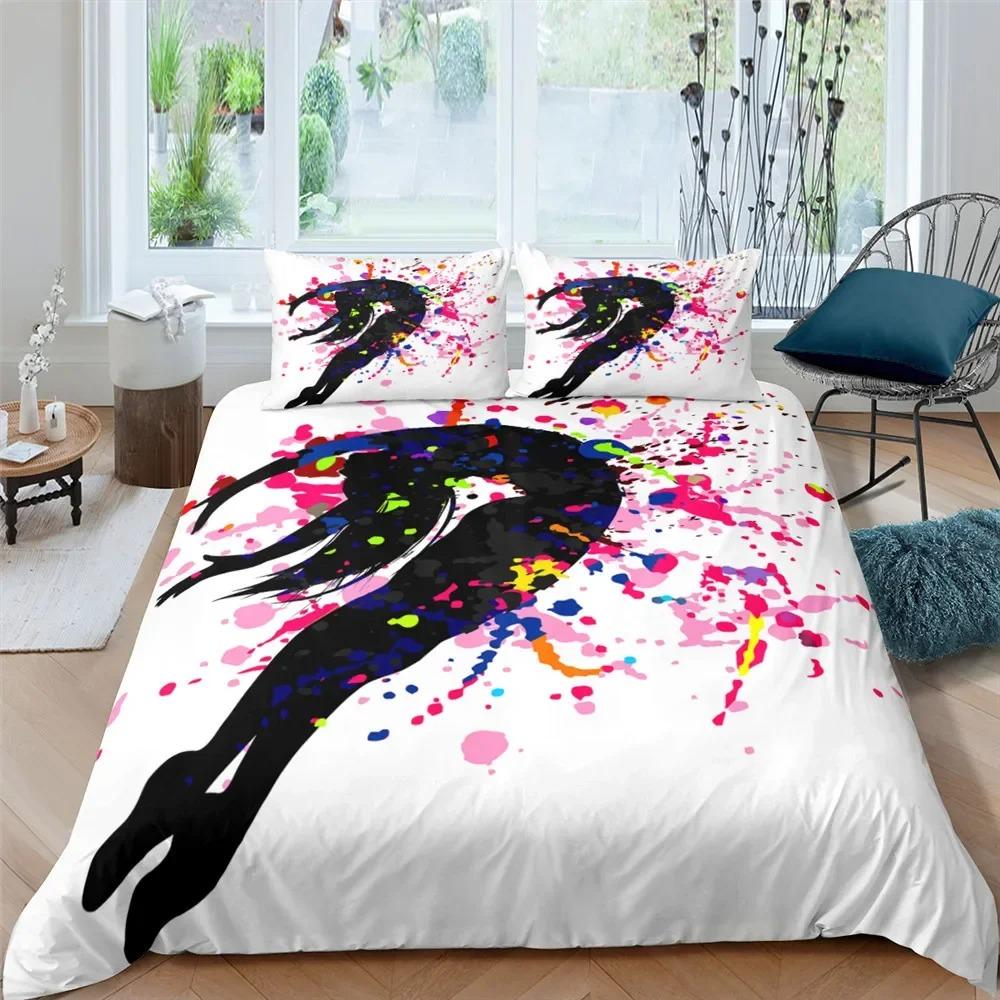 Romantic Style Duvet Cover Fairy Girl with Wings Pattern Bedding Set Women Couple Flying Butterflies Polyester Comforter Cover