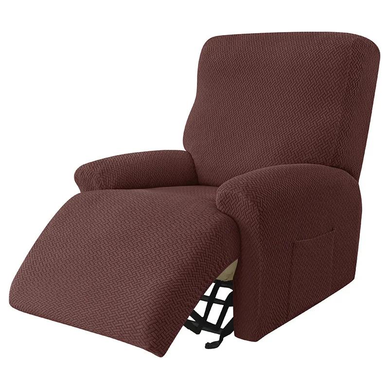 Recliner Chair Cover Stretch Thick Soft Recliner Slipcover Jacquard Sofa Couch Armchair Cover 4 Separate Piece Elastic Protector