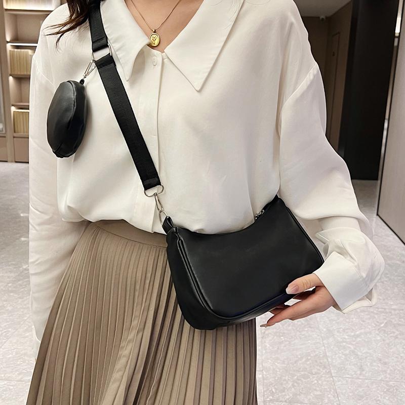 Fashion Ladies Hobos Underarm Bag Simple Women Shoulder Crossbody Bags Female Girls Small Handbags with Purse