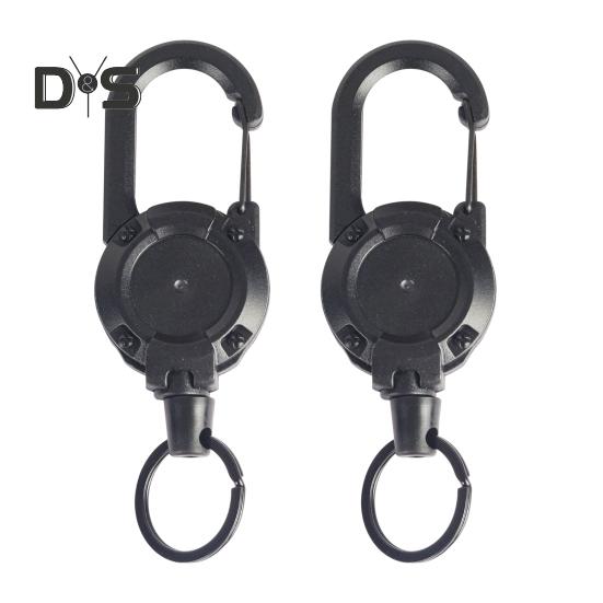 

2 шт. прочный выдвижной брелок для ключей держатель значка многофункциональный инструмент карабин зажим ключи значки тактическая катушка удостоверения личности с выдвижным шнуром 2pcs чёрный