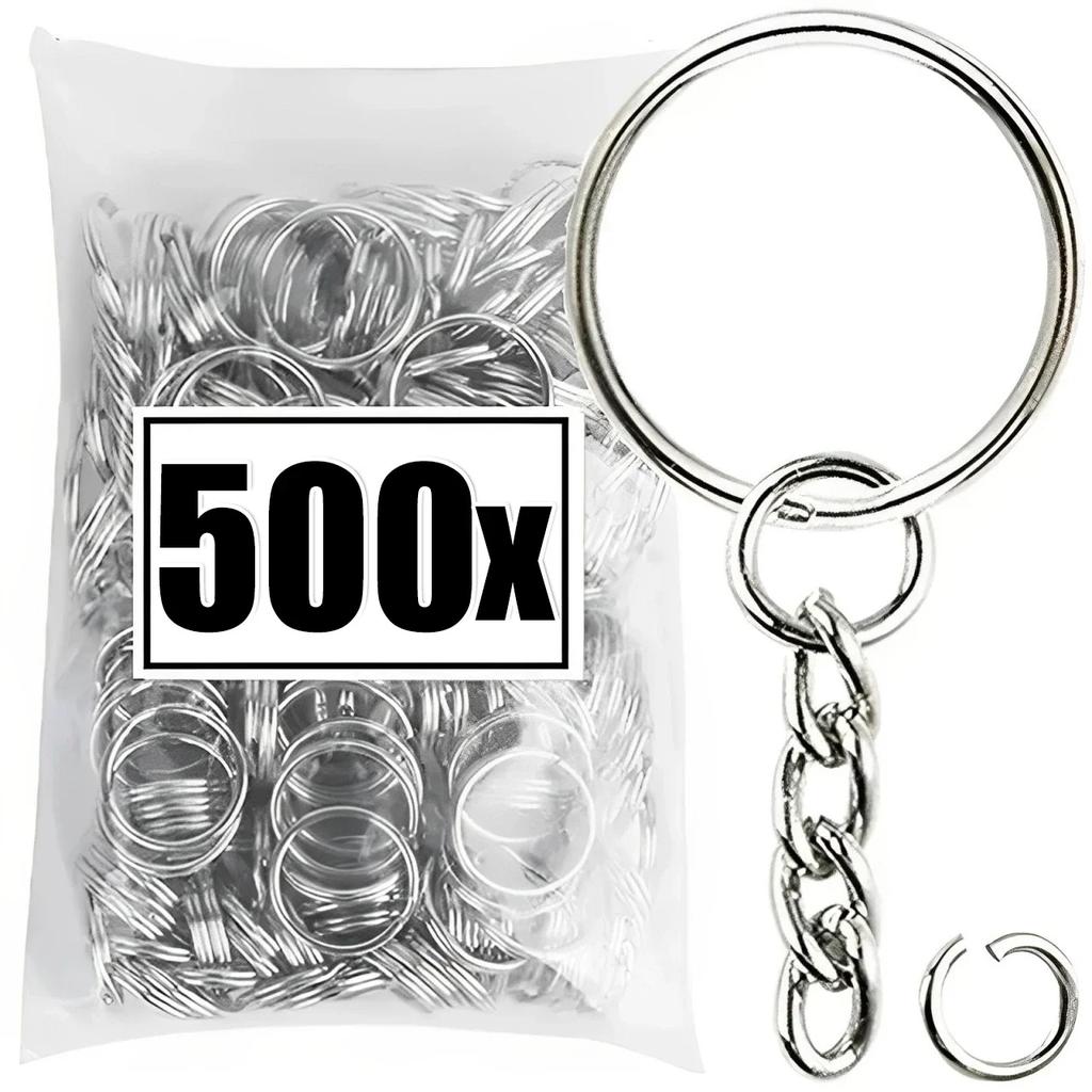 50/500pcs Metal Blank Keyring Keychain Split Rings Keyfob Keyrings Lobster Clasp Keychain Key Pendant Ring Stainless Steel Rings