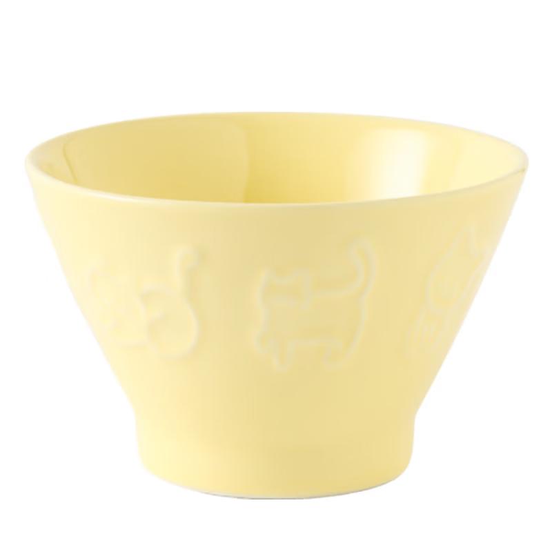 ZISIZ Cartoon Ceramic Embossed Breakfast Bowl