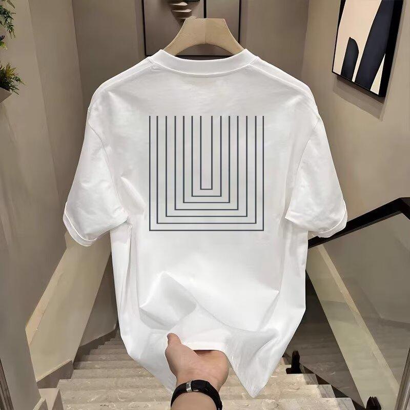 Heavy Trendy Brand Cotton Printed Men'S Short-Sleeved T-Shirt Summer Trend Casual Round Neck T-Shirt