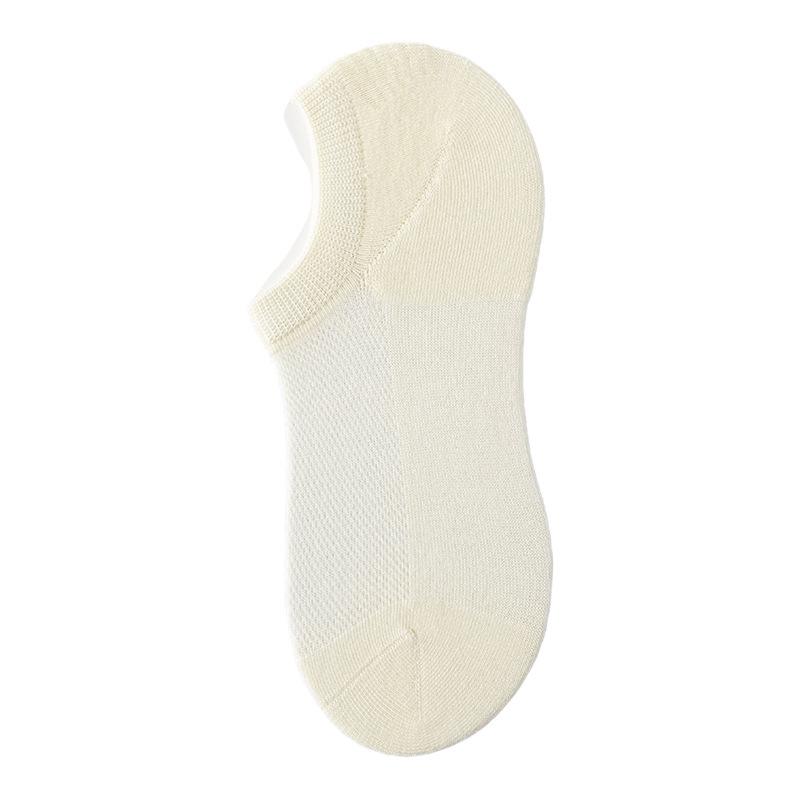 Women's Cotton Summer Breathable Mesh Invisible Socks with Silicone Anti-slip and Non-slip Heel, Ultra-thin Style, Odor-resistant Socks