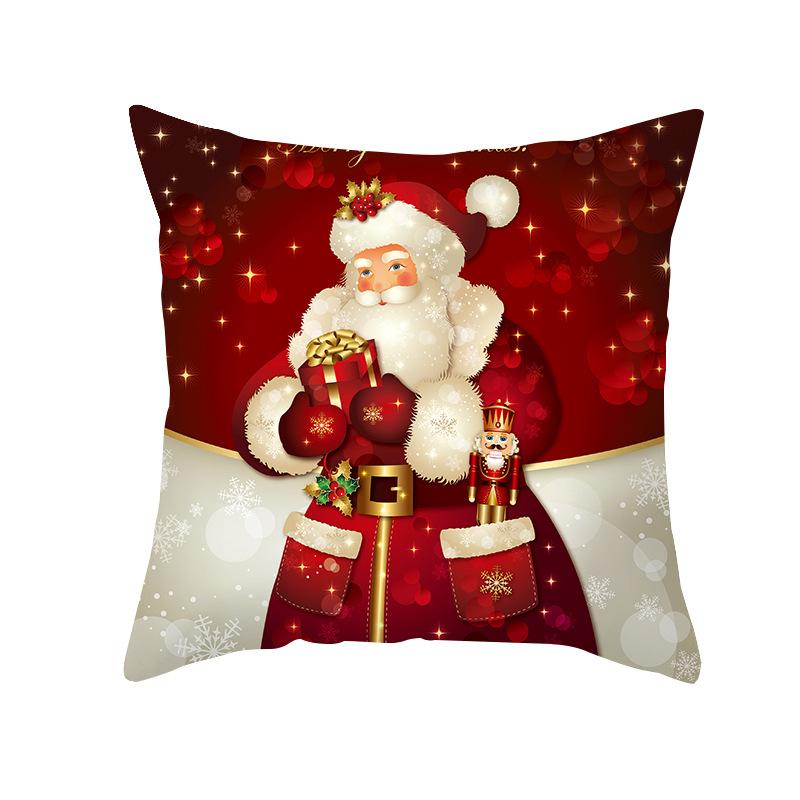 Christmas Pillow Cover Ultra Soft Short Plush Printed Home Fabric Sofa Cushion Cover Living Room Decoration Pillow Cover