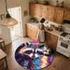 Colorful Raccoon,Round Area Rug,Carpet Rug for Living Room Bedroom Sofa Playroom Decor,Non-slip Floor Mat