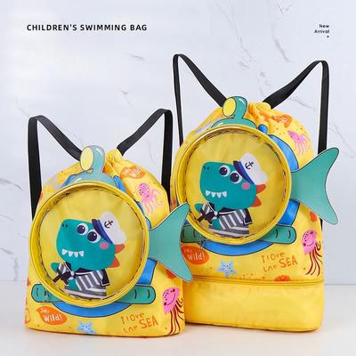 Children's Swimming Bag Student Cute Cartoon Backpack Men's Women's Handheld Double Layer Dry Wet Separation Waterproof Storage Bag