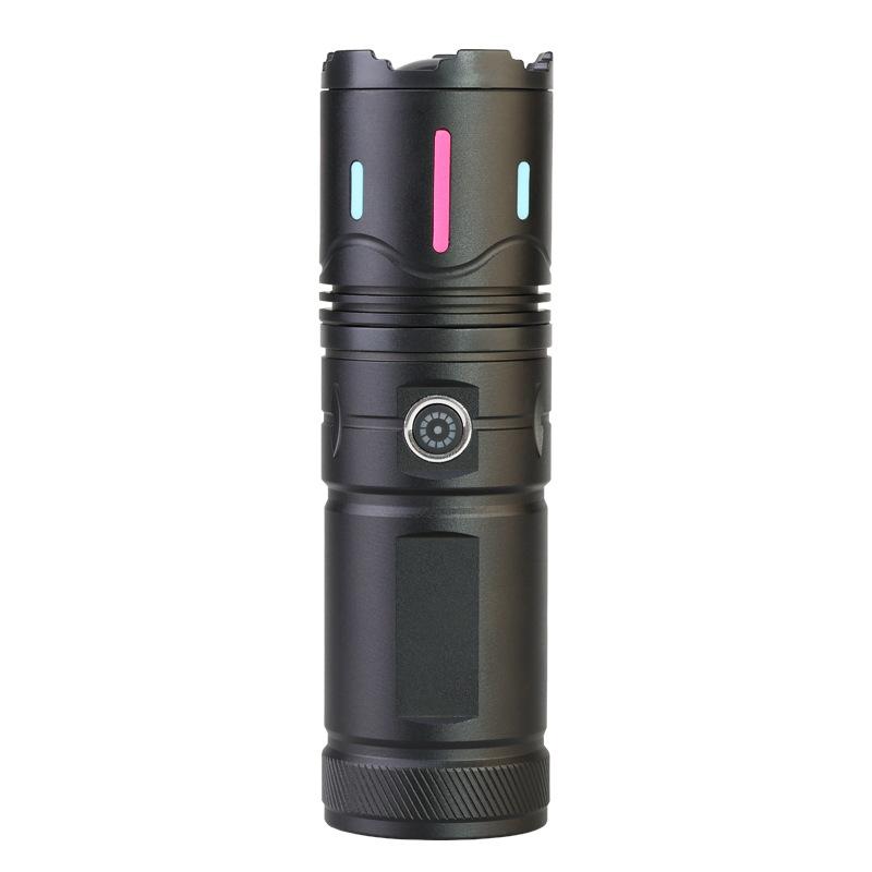 100W Ultra Powerful LED Spotlight 40000LM Long Range Zoom Flashlight Fluorescent Absorbing Film Luminous Flashlight Camping Emergency Lamp