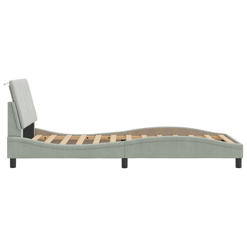 Bed Frame without Mattress  Hanko  Light Grey 100x200 cm Velvet