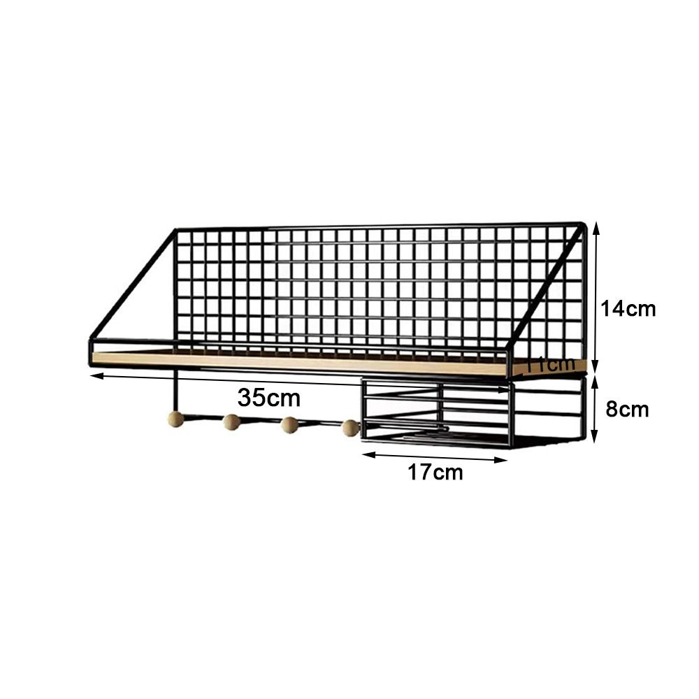 Metal Wood Wall Shelf Open Grid Multi-Layer Floating Wall Shelves Minimalist Style Display Storage Rack Living Room