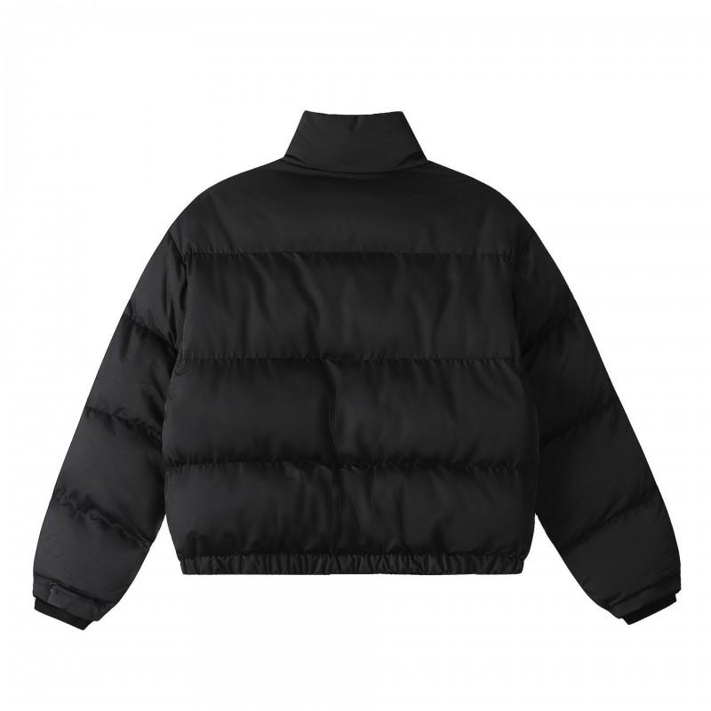Unisex Streetwear Cotton Padded Jacket With Contrast Color Strap Detail Loose Fit Winter Coat Teens