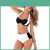 Dámský bikiny set Kontrastní blokový top s halter krkem Kalhotky s vysokým pasem Plážové plavky